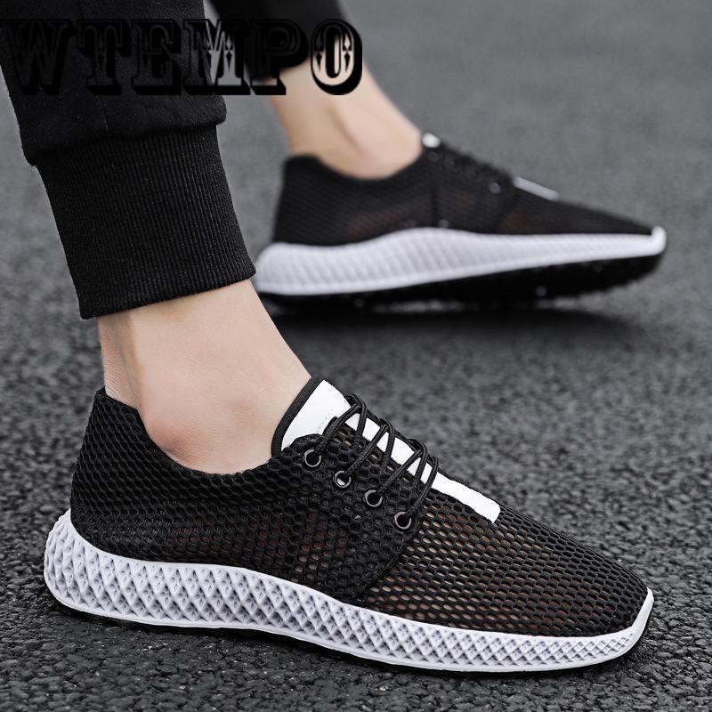 Men Shoes Fashion Comfortable Lace up Sneakers Mesh Flats Summer Sneakers Breathable Casual Shoes