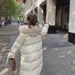 Winter Cotton High-end Temperament Jacket Women Winter Warm Sweet Wind Hooded Mid-length Down Cotton Jacket Fluffy Fur Collar Thick Warm Jacket