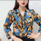 Women Chiffon Blouses Shirts Lady Casual Half Sleeve Bow Tie Collar Printed Blouses Tops Spring Summer Blouse Women Clothing
