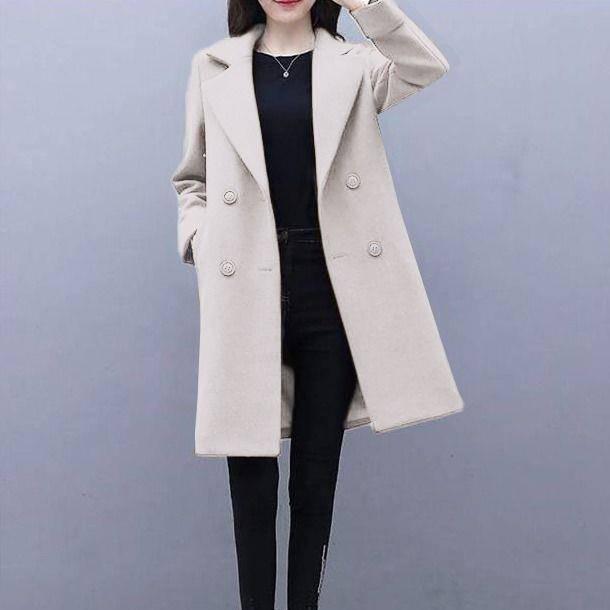 Autumn Jacket Casual Women Overcoat Long Woolen Coat Double Breasted Slim Female Winter Wool Coats