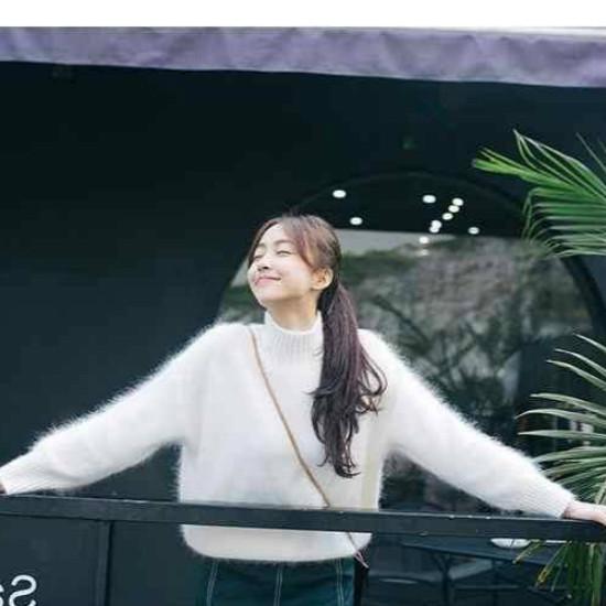 Pofulove Mink Fur Turtleneck Knitwear Skin-friendly Loose Pullover Sweater Chic Knitting Top