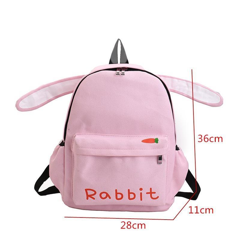 Fashion Women Canvas Cute Rabbit Cartoon Backpack Students Cute Schoolbag