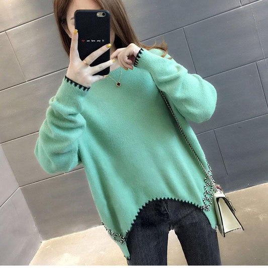 Autumn and Winter Loose Sweater Fashion Casual Bottoming Shirt Simple and Versatile Women's Top