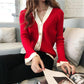 Spring Warm Short Knit Single-breasted Long-sleeved Cardigan Soft V-neck Sweater Coat Women