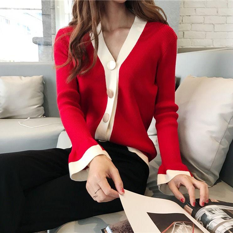 Spring Warm Short Knit Single-breasted Long-sleeved Cardigan Soft V-neck Sweater Coat Women