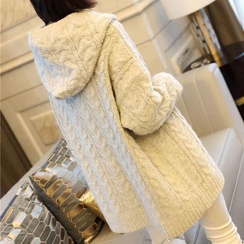 Autumn and Winter Retro Hoodie Solid Color Pullover Knitted Sweater Fashion Simple Style Female Top
