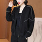Black Thin Short Coat Women's Spring and Autumn Casual Loose Baseball Uniform Jacket Top