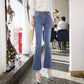 Women's Slim Casual Jeans Flared Trousers Long Pants Ladies High Waist Casual Trousers Wide Leg Pant