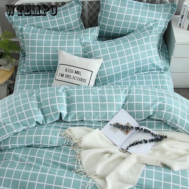 BrandNew Bedding Set Geometry Grid Simple Style Bedspread Striped Bed Sheet Pillowcases Home Decor