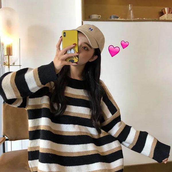 Women's Large Size Round Collar Sweater Loose Autumn Winter Versatile Long Sleeve Short Pullover Casual Knitted Bottom Sweater