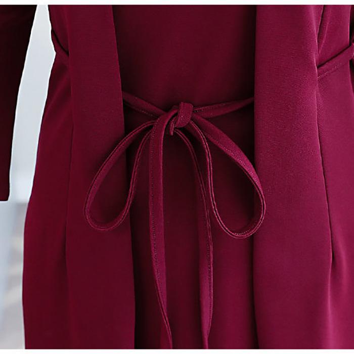 Large Size Women 'S Fake Two Piece Dress Female Long Sleeve Cover Belly Mother 'S Slimming