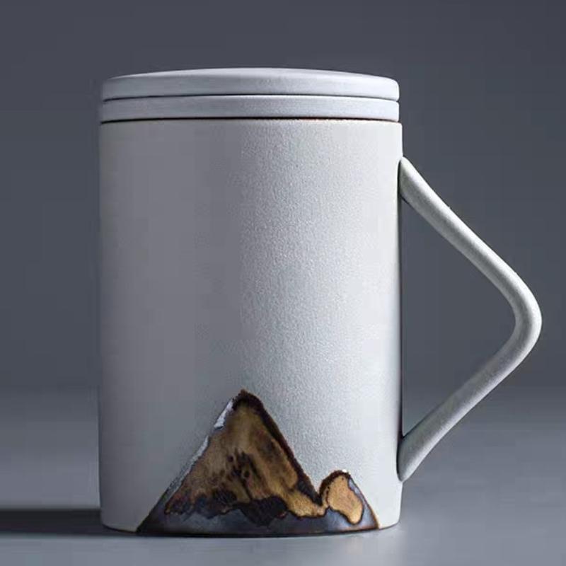 Mountain Design Ceramic Tea Mugs with Filter Ceramic Coffee Cup Chinese Tea Cup 400ml