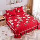 Four Seasons Universal Cotton Sanding Mattress Cover Princess Wind Thickened Printing Lace Mattress Protection Dust Cover