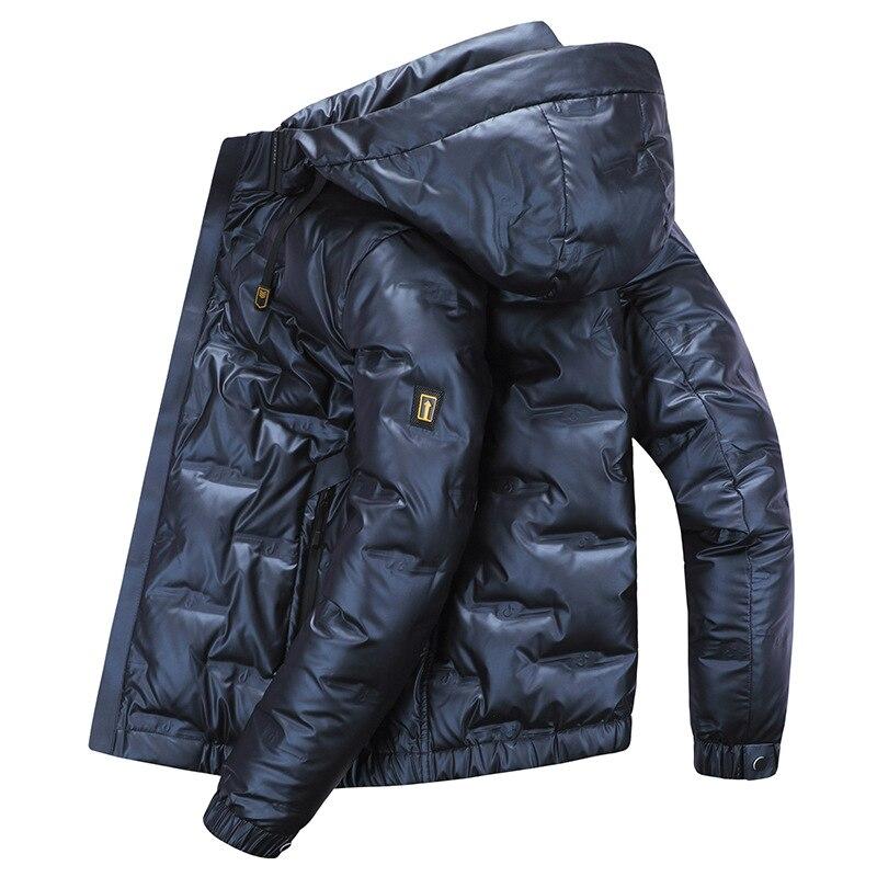 White Down Jacket Men's Thick Winter Hooded Warm Parka Coat Waterproof and Windproof