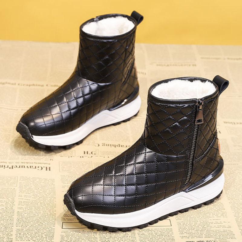Women's Autumn and Winter Martin Boots Female Plus Size Low Thick Heel Plush Warm Short Boots