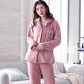 Pajamas Women Winter Thickening Velvet Flannel Homewear Coral Fleece Sleepwear Suit Pyjamas Set Tops and Pants Sets Long Sleeve Turn-down Collar Warm