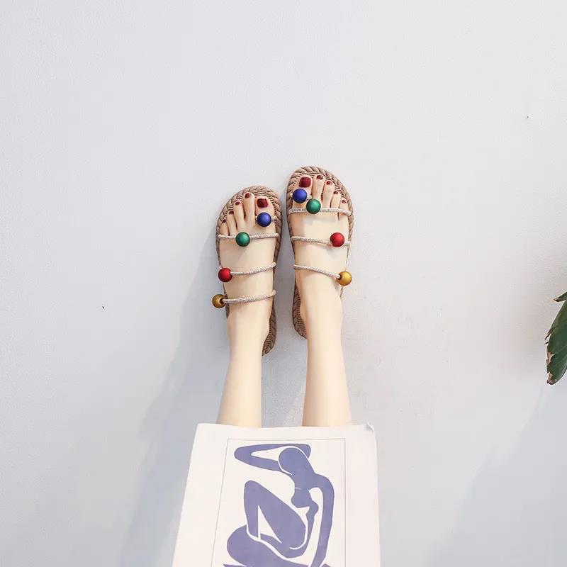 Sandals Female Fairy Spring and Summer Flip Flops Set Toe Flat Beach Slippers Female Sandals