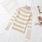 Sweater Women's Turtleneck Knitwear Black and White Striped Pullover Korean Slim Top Trendy Sweater Autumn and Winter Fashion