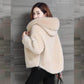 Fur Coat Women's Faux Sheep Shearing Hooded Women's Short Autumn and Winter Models of Fleece Fleece Coat