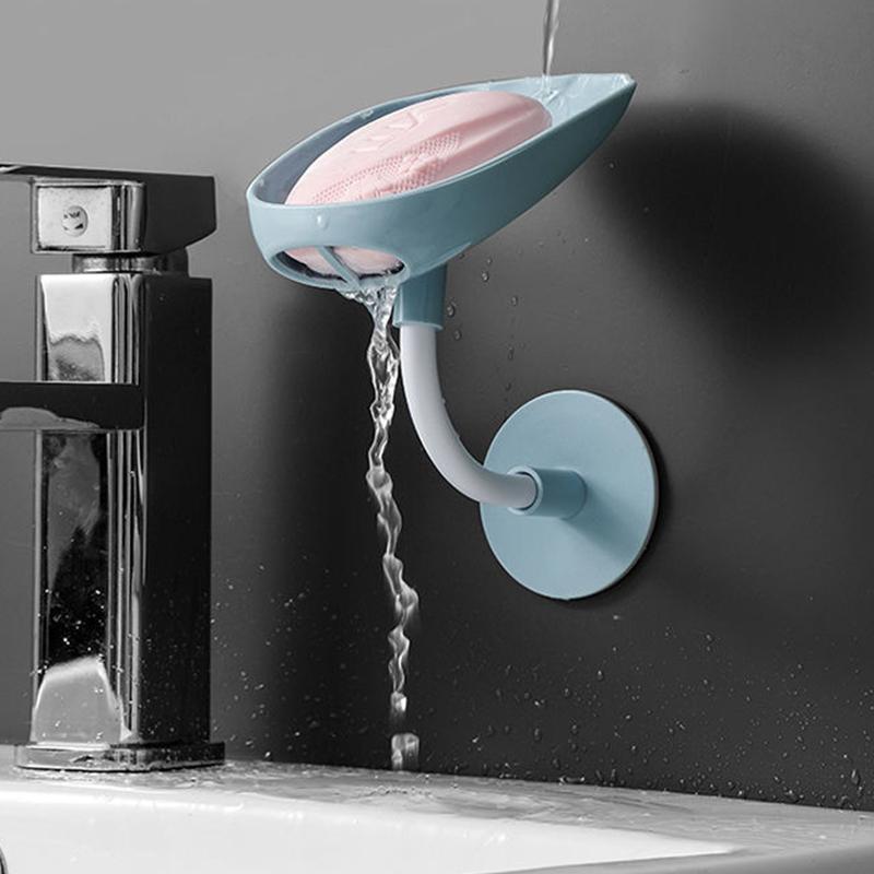 Soap Dish Drain Free Punching Household Toilet Bathroom Kitchen Vertical Suction Cup Wall Hanging Soap Holder Soap Shelf