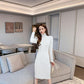 Autumn and Winter All-match Base Knitting Bead Decoration High-neck Slim-fit Hip Dress Temperament Long-sleeved Sweater Dress