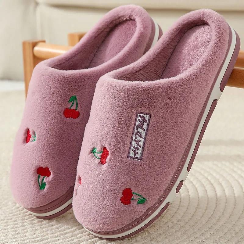 Autumn and Winter Pure Cotton Slippers Indoor Non-slip Soft-soled Shoes Warm Simple Plush Cotton Shoes