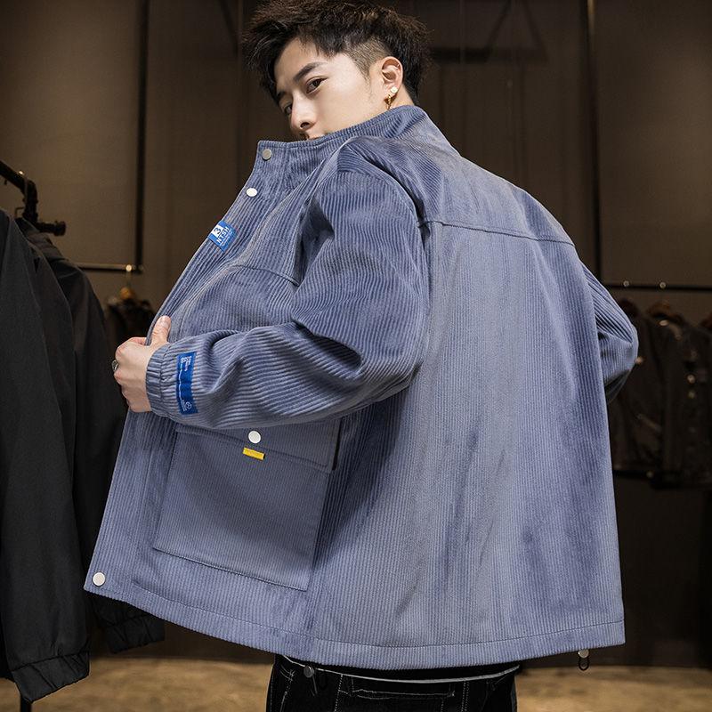 Spring and Autumn Warm Corduroy Men's Stand-up Collar Jacket Tooling Jacket Tide Brand Casual Fashion Top