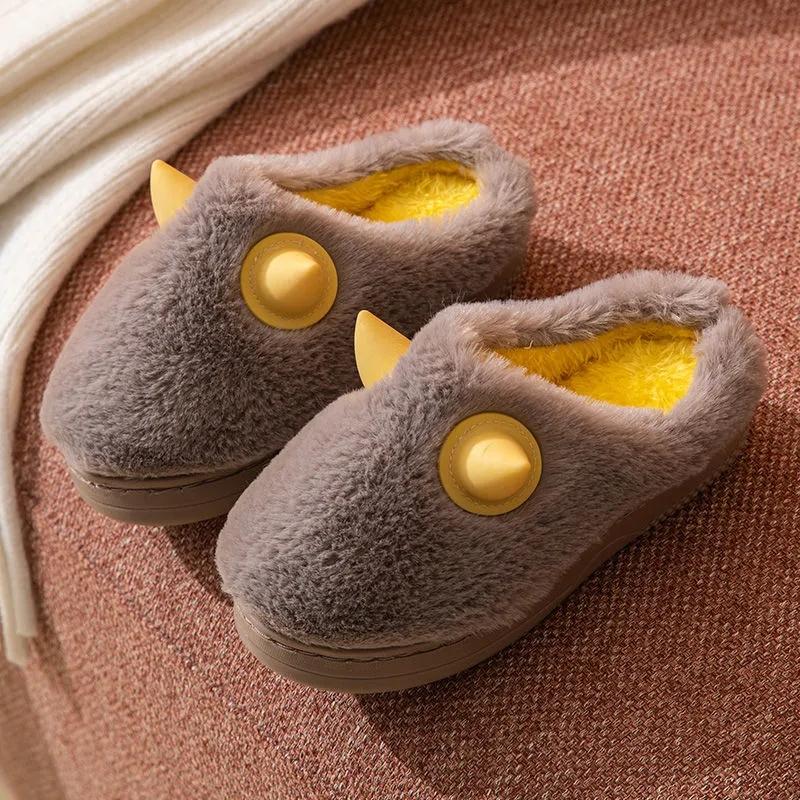 Children's Cotton Slippers Autumn Winter Indoor Warmth Non-slip Cute Baby Half-coated Slippers for Girls