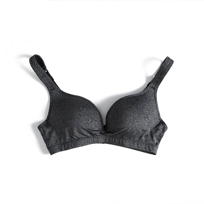 Japanese-style Solid Color No Steel Ring Thickening and Gathering Comfortable Sleep Sports Sweat-absorbing Breathable Fabric Soft Skin-friendly Bra