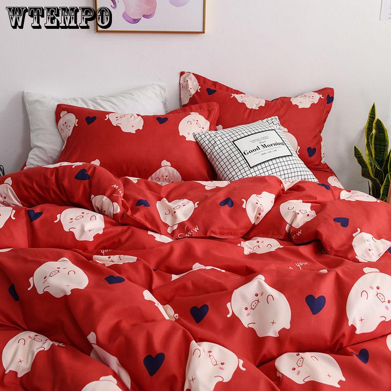 4 Pcs Bedding Set Lavender Printed Bed Sheet Bed Cover Home Textile Bedclothes
