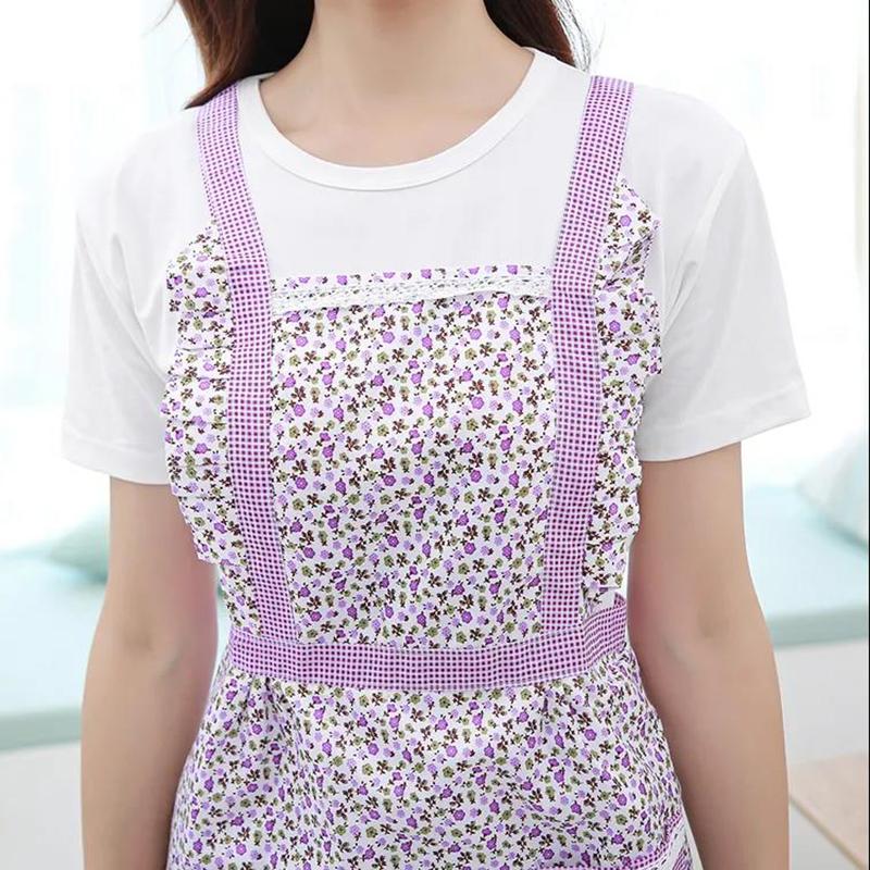 Household Cooking Apron Women's Sleeveless Adult Overalls Home Floral Double Layer Anti-oil Work Clothes Cute Ruffled Apron