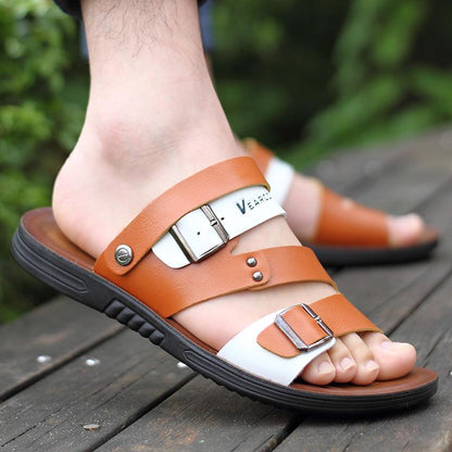 Leather Sandals Men Tide Slippers Men Soft Bottom Summer Sandals Men Casual Men Sandals Beach