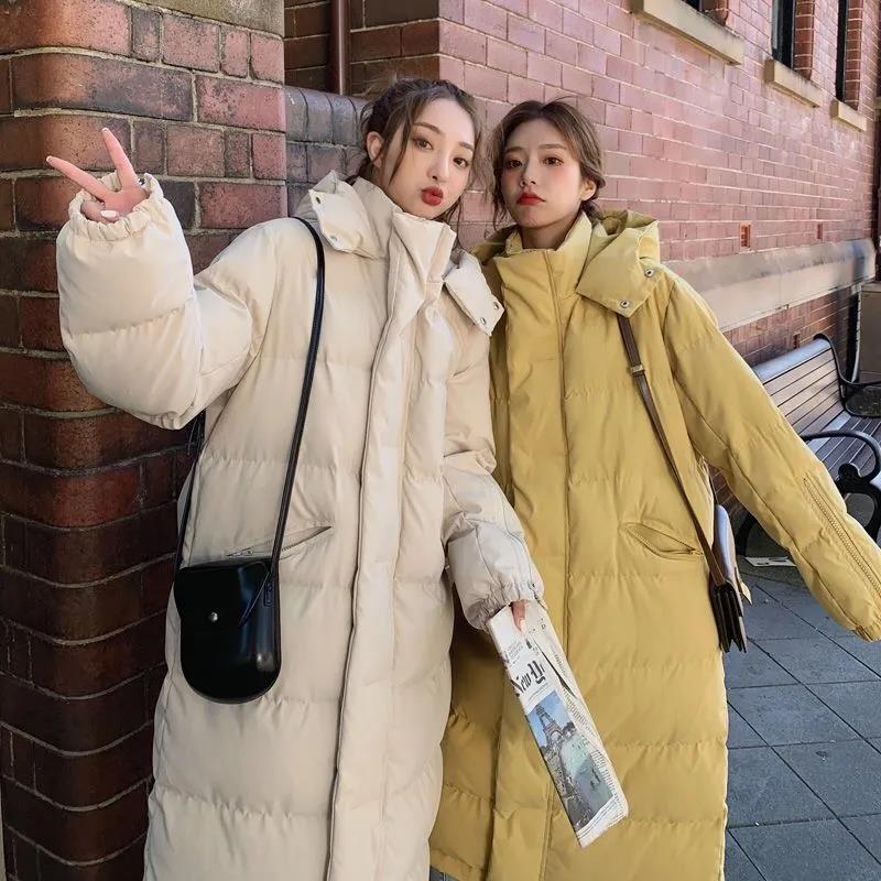 Cotton-padded Jacket Women's Knee-length Long Dongdaemun New Large Size Loose Thickened Thin Cotton-padded Jacket Female BF Student  Padded Jacket