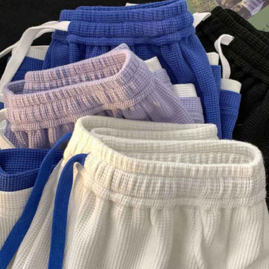 Waffle Casual Pants Women's Loose Wide-leg Straight-leg Shorts Summer Five-point Pants