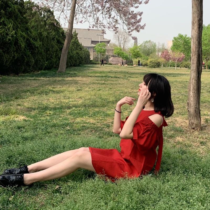 Large Size M-XXXXL Women's Summer Dress Back Bow Knee-length Daily Wear Office Dating Party