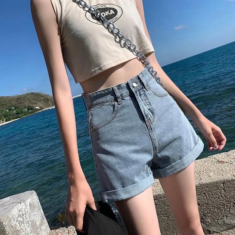 Large Size Denim Running Shorts Summer Fashion Sport Loose Women Shorts