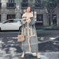 Horn Buckle Plaid Lamb Wool Coat Women Winter Korean Version Loose Thick Over-the-knee Long Woolen Coat