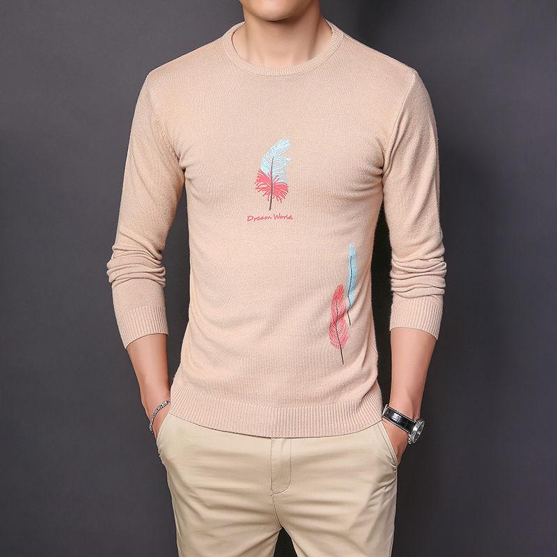 Sweater Men Korean Round Neck Sweater Men's Knit Sweater Long-sleeved All-match Bottoming Shirt To Keep Warm In Winter