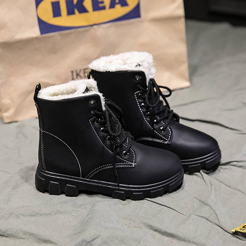 Women's Snow Boots Bottes Femme Winter Lace Up Ankle Botas 35-40 Botas De Mujer