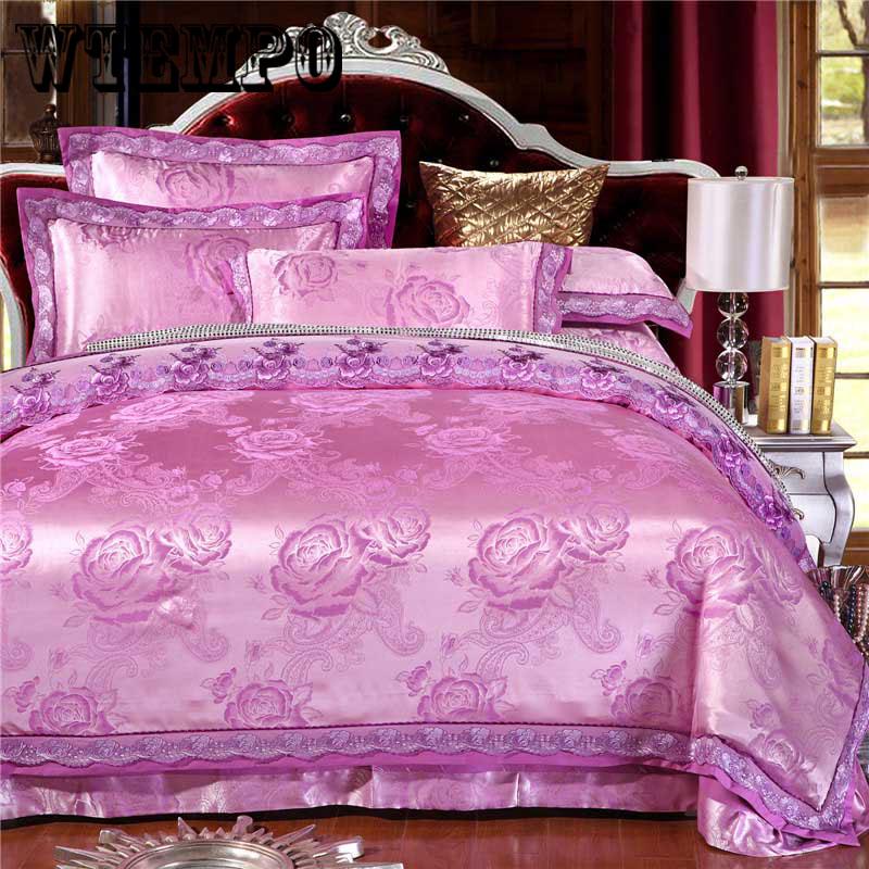 Home Textile Jacquard Luxury Bedding Set Bedlinen  Lace Duvet Cover Sheet Pillowcase