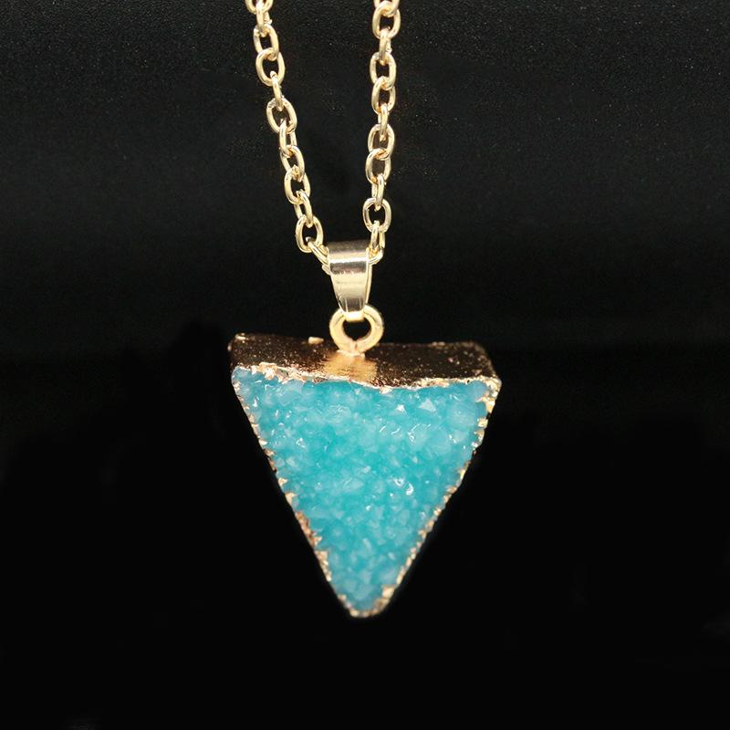 Natural Resin Crystal Stone Necklace Jewelry Fashion Geometric Gemstone Clavicle Chain