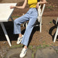 WTEMPO Women's High-waisted Jeans Loose Loose Thin Trousers Wild Straight Wide Leg Fresh Wind Pants Women