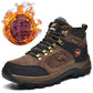 Men's Leather High-top Hiking Shoes Warm Winter Outdoor Hiking Shoes Waterproof Non-slip Wear-resistant Hiking Shoes Plus Velvet Cotton Shoes