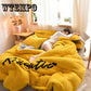 4pcs  Home Textile Bedding Set Queen/ King Size Bedlinens Winter Warm Duvet Cover Fleece Letter Pattern  Bedclothes