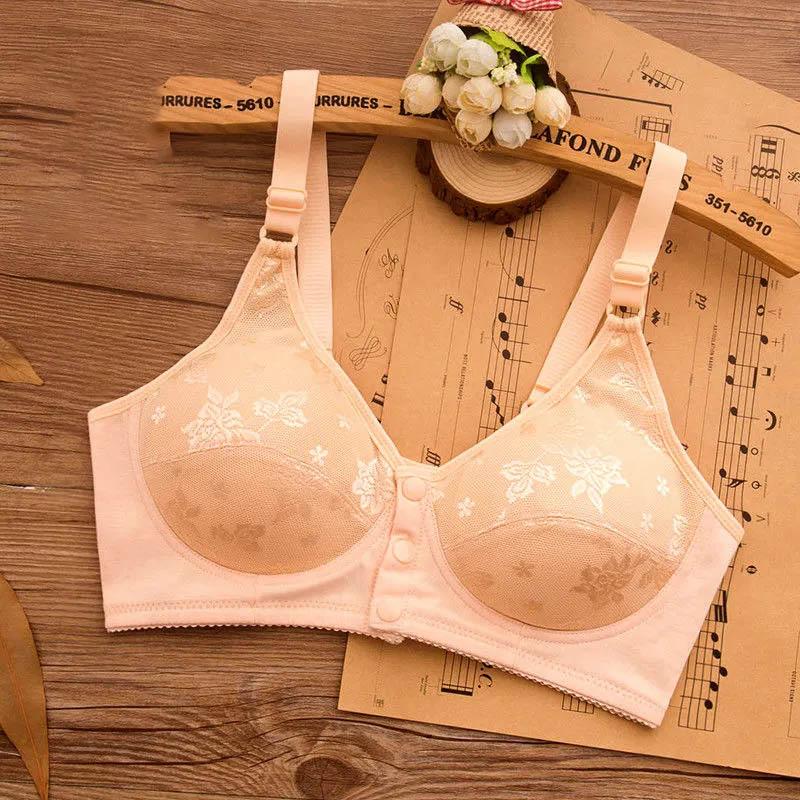 Comfortable Full Cup Underwear Ladies Breathable Bra Front Buckle No Steel Ring Gathering Pure Cotton Tank Top Thin Large Size Bra