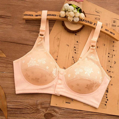 Comfortable Full Cup Underwear Ladies Breathable Bra Front Buckle No Steel Ring Gathering Pure Cotton Tank Top Thin Large Size Bra