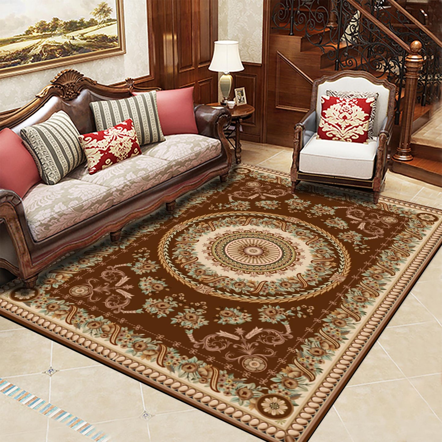 Luxury Romantic Flower Rug for Living Room American Country Style Carpet Bedroom Branded Rug and Mat