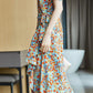 Women's Summer Floral Dress V-neck Slim Mid-length Skirt