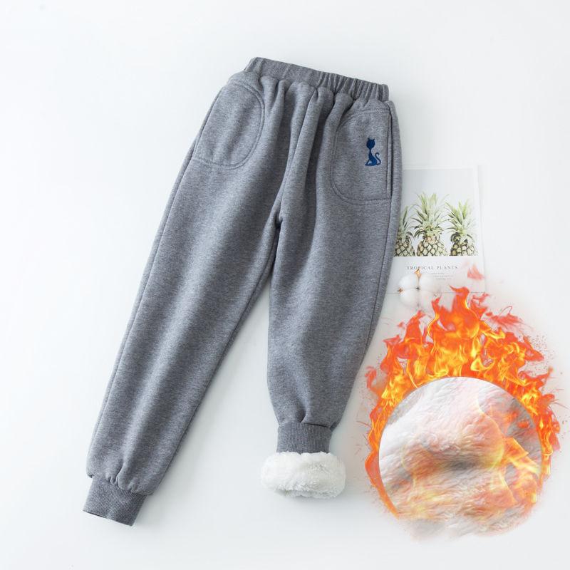 Plus Velvet Children's Pants Winter Autumn Loose Outer Wear Medium Large Children's Baby Warm Cotton Trousers Sweatpants