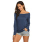 Ladies Long Sleeve T-Shirt Spring and Summer Off Shoulder Top Thin Loose Solid Color Shirt Woman Tshirts Fashion Tee Sexy Tops One Shoulder Sexy Tops